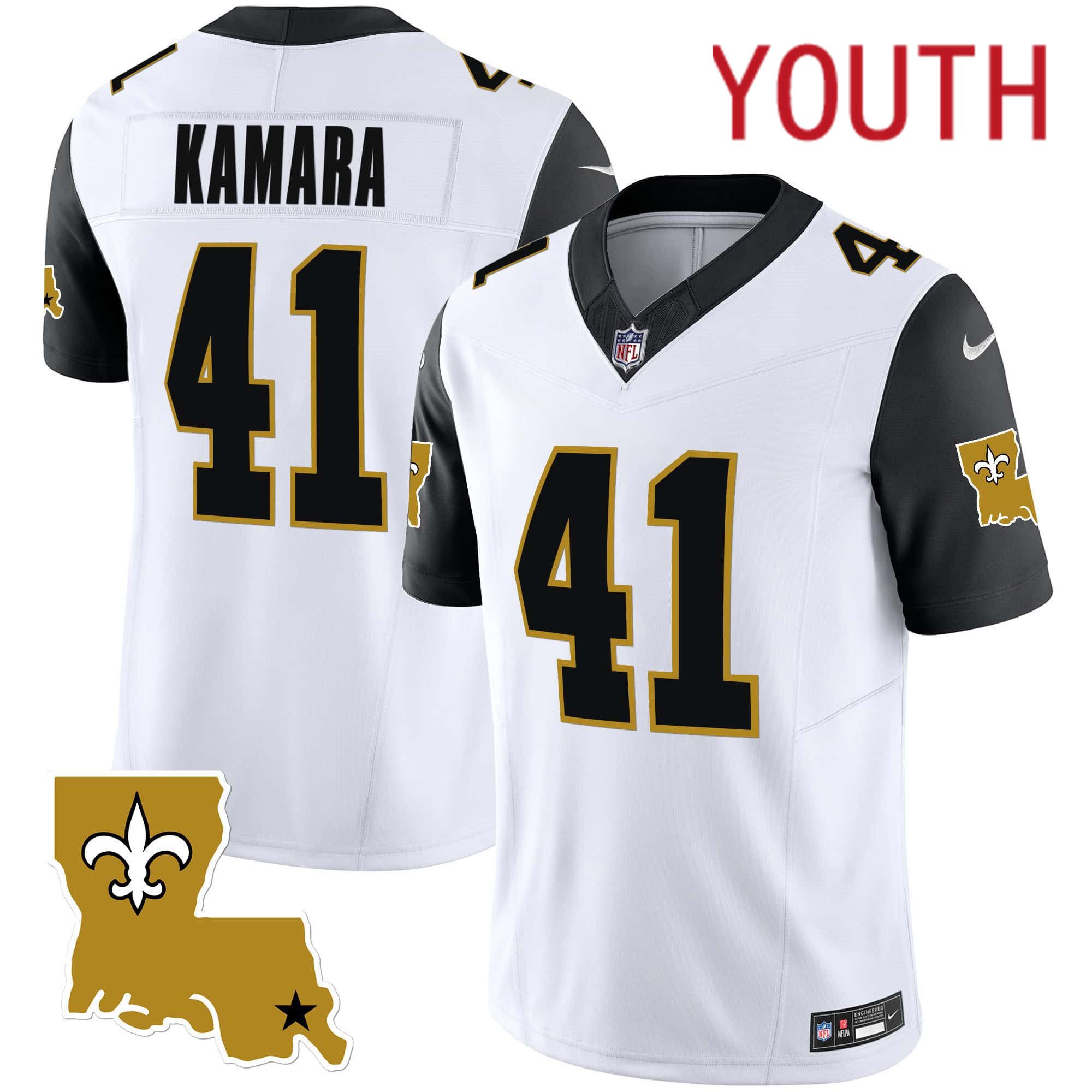 Youth New Orleans Saints #41 Kamara White 2024 Nike 1987 Legacy Vapor Limited NFL Jersey style 2